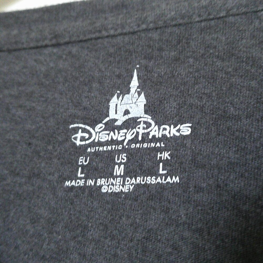 WDW Disney Parks Men's V-Neck Dark Grey Tee with Mickey Silhouette - Size Medium - Picture 2 of 5